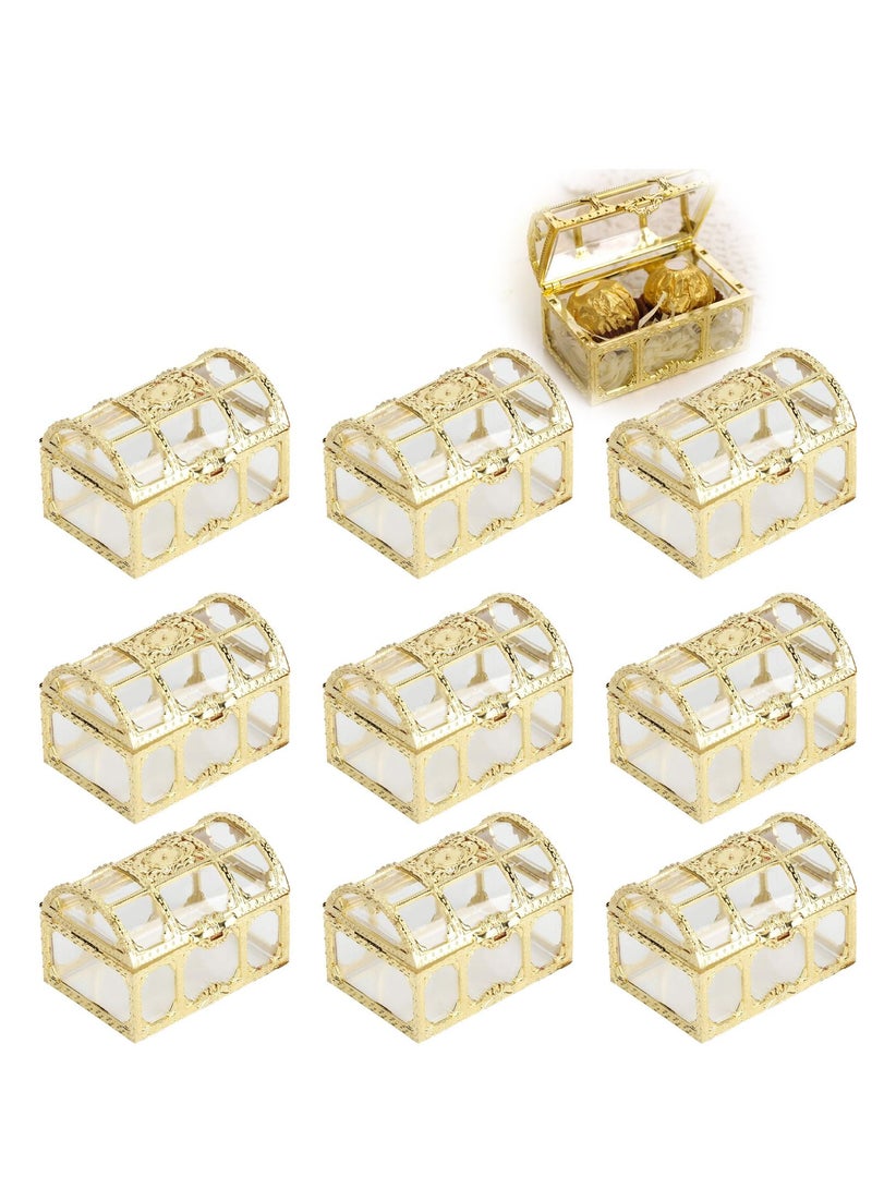 SYOSI Treasure Box Candy Box, 12 Pieces Creative Treasure Box Jar Transparent Jewelry Box Chocolate Packaging Gift Decoration Display Box for Wedding Party Anniversary Birthday Gift (gold) - Image 1