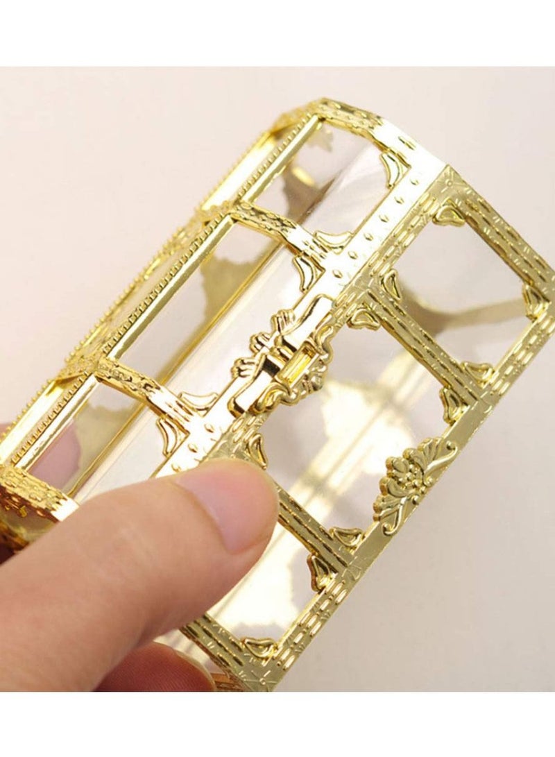 SYOSI Treasure Box Candy Box, 12 Pieces Creative Treasure Box Jar Transparent Jewelry Box Chocolate Packaging Gift Decoration Display Box for Wedding Party Anniversary Birthday Gift (gold) - Image 5