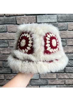 Generic New Arrival Lion Hat Womens Autumn and Winter Warm Cute Woven Plush Tiger Head Hat Rabbit Fur Knitted Cute Wool Hat Wine red (rabbit fur) 