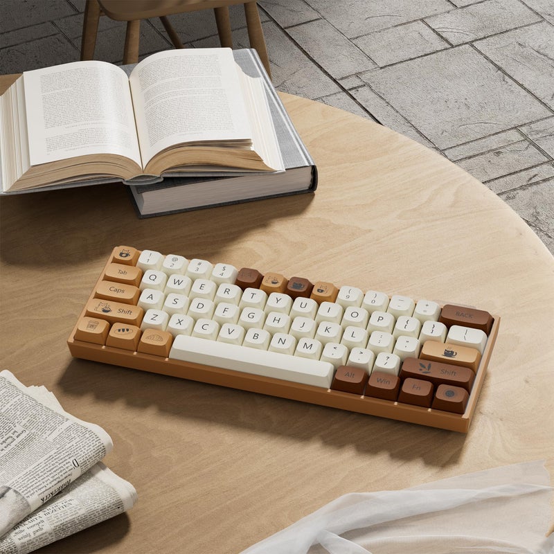 dagaladoo Brown PBT Keycaps 140 Keys XDA Profile Cute Key caps Dye-Sublimation Coffee Cat Keycaps Set Custom Key caps for Cherry Gateron MX Swithes Mechanical Keyboard(Spacebar is 6.25U/7U) - Image 3