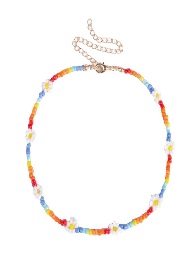 Obmyec Flower Handmade Beaded Anklet Colored Daisy Foot Chain Rice Beads Ankle Bracelet Extension Ankle Accessories Summer Beach Foot Chain Jewelry for Women - Image 1
