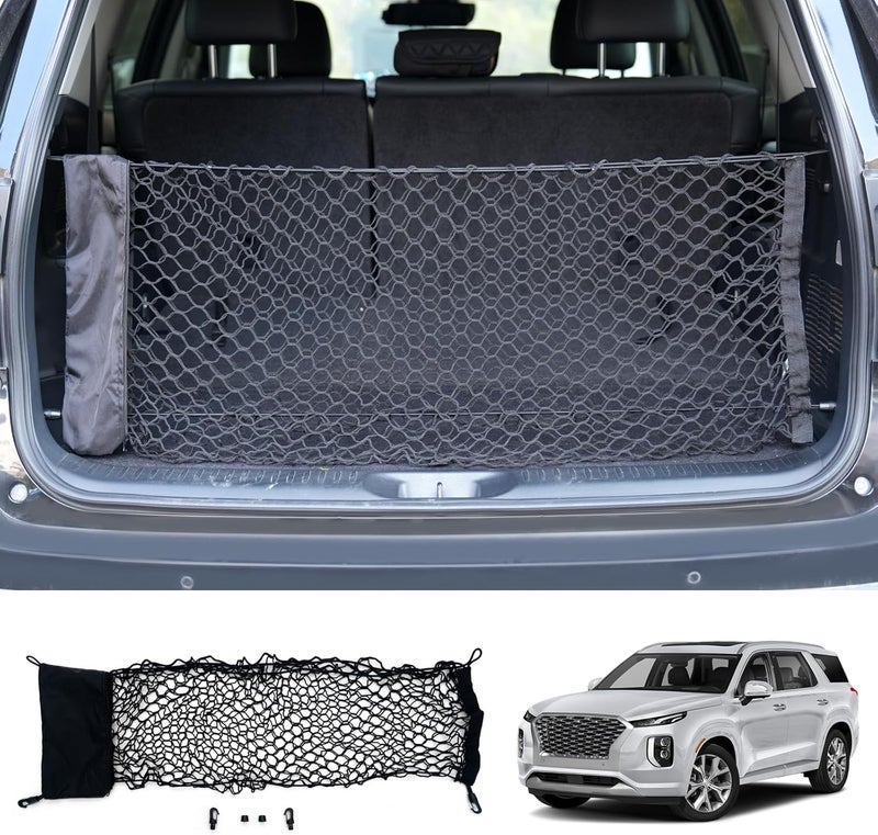 Maxzina All usage compatible Cargo Net Compatible with 2020-2025 Hyundai Palisade Truck Bed Cargo Net 3.12'×1.02' Double Layer Envelope Style Dense Mesh Trunk Organizer for Exterior Accessories High strength upgraded material - Image 1