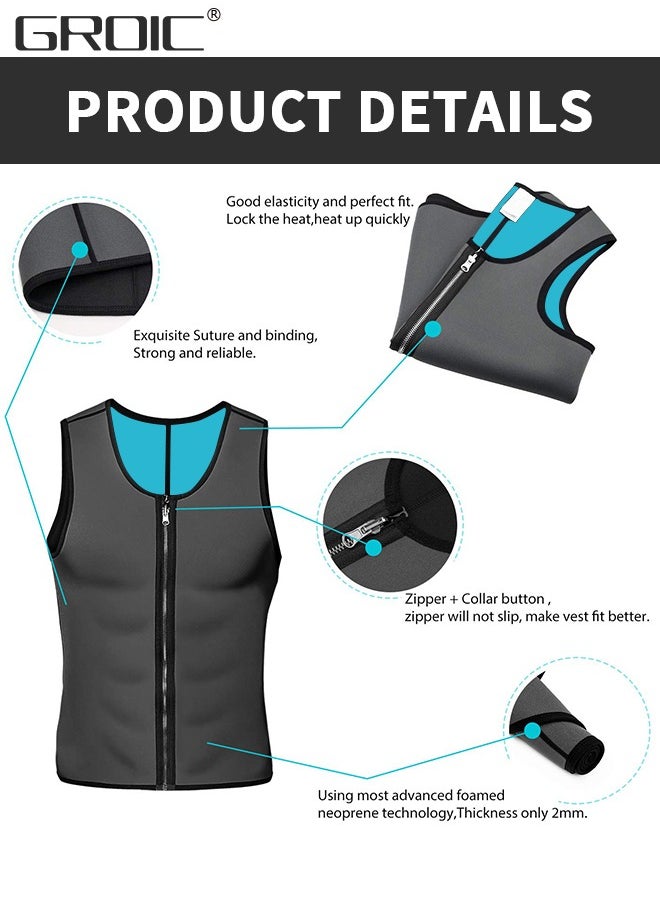 GROIC - Men Sauna Vest Hot Sweat Waist Trainer Corset Neoprene Tank Top Shapewear Slimming Shirt Workout Suit - Image 1