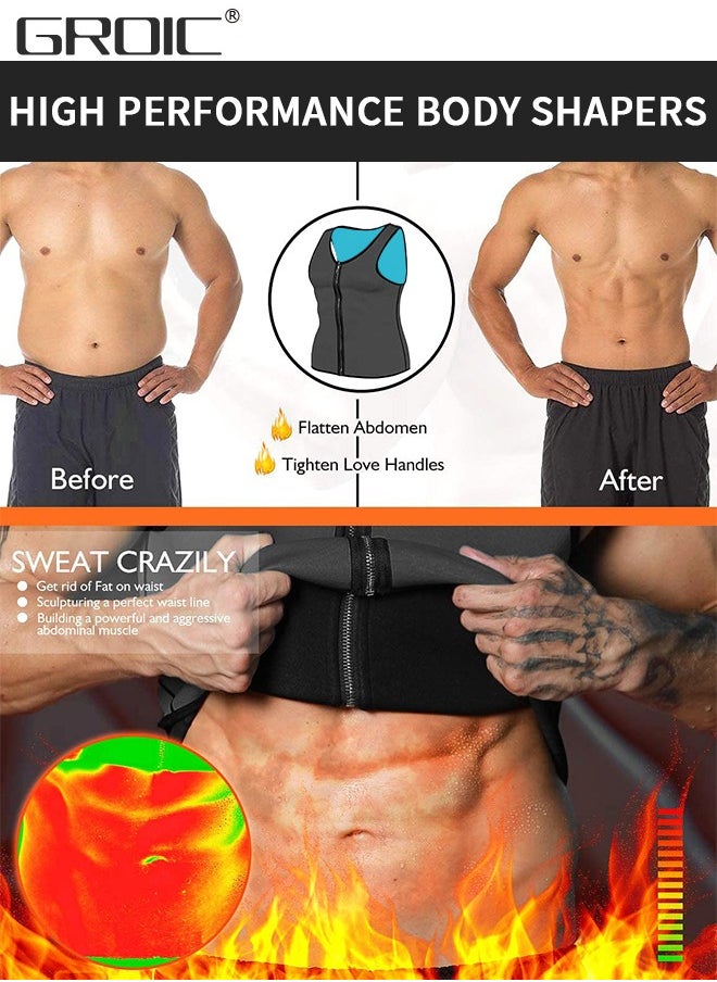 GROIC - Men Sauna Vest Hot Sweat Waist Trainer Corset Neoprene Tank Top Shapewear Slimming Shirt Workout Suit - Image 1