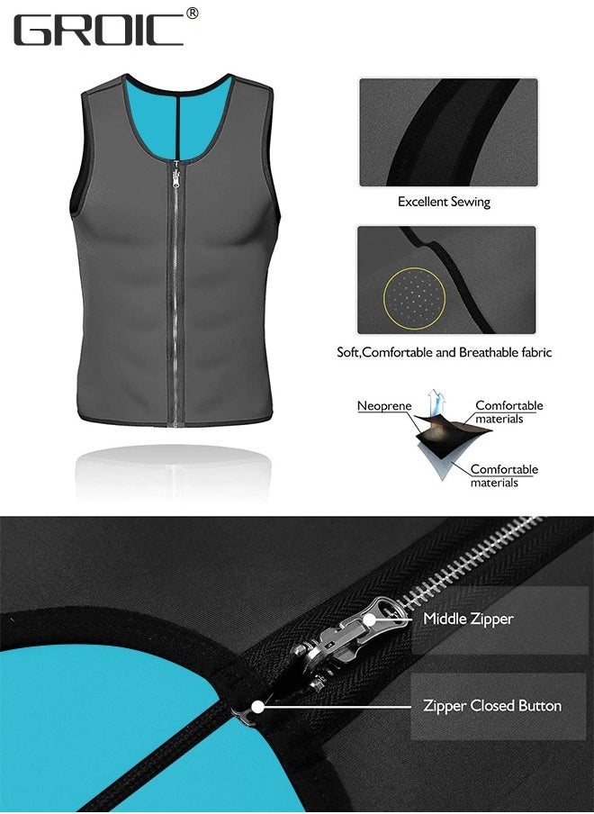 GROIC - Men Sauna Vest Hot Sweat Waist Trainer Corset Neoprene Tank Top Shapewear Slimming Shirt Workout Suit - Image 1