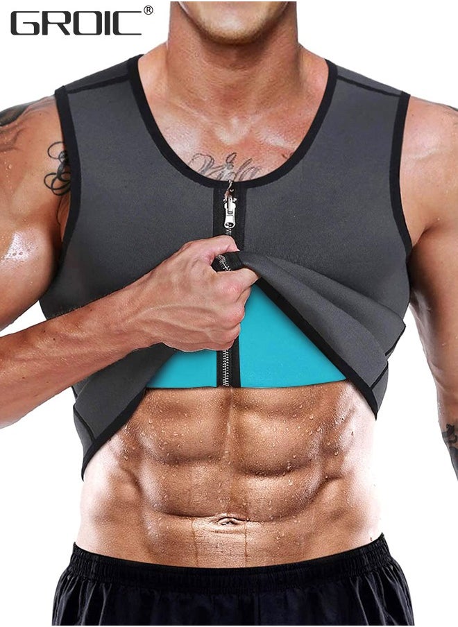 GROIC - Men Sauna Vest Hot Sweat Waist Trainer Corset Neoprene Tank Top Shapewear Slimming Shirt Workout Suit - Image 1