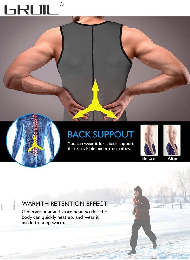 GROIC - Men Sauna Vest Hot Sweat Waist Trainer Corset Neoprene Tank Top Shapewear Slimming Shirt Workout Suit - Image 1