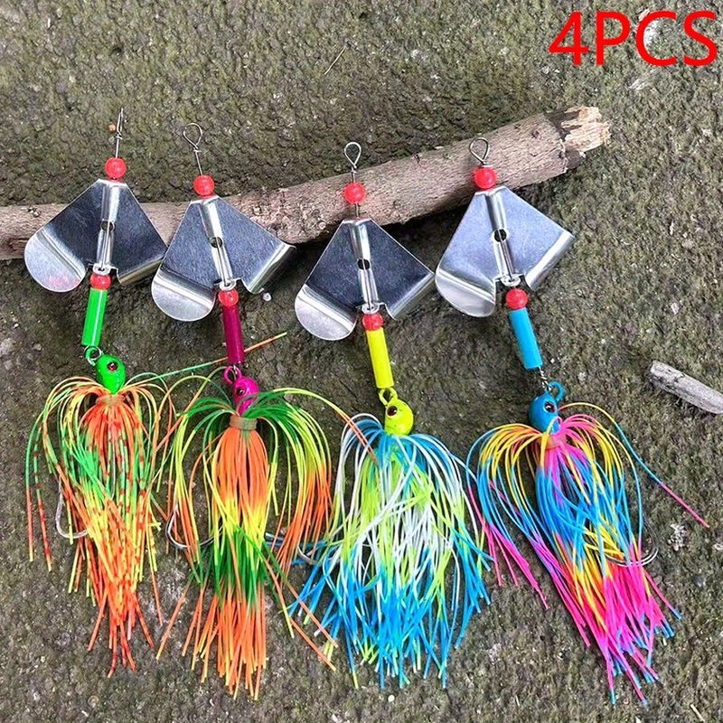 4 Pcs Mix Color Willow Leaf Blade Sinking Artificial Baits With Flashing Sequin Spinnerbait For Pike Trout Fishing Kit - Image 1