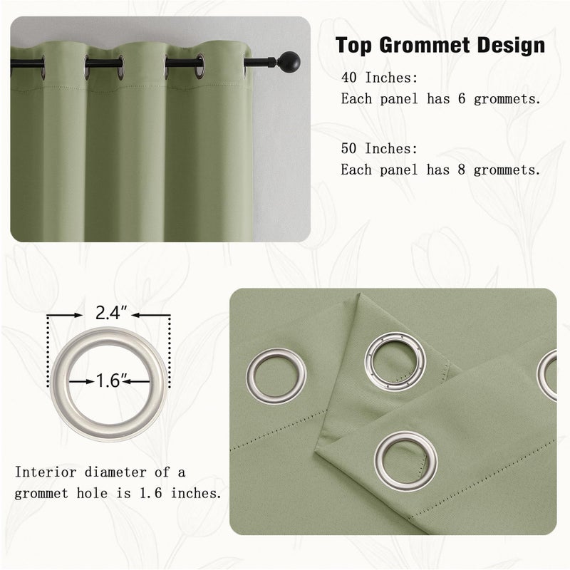 Simplebrand Sage Green Window Valance for Kitchen 14 Inches Long 2 Panels Set, Room Darkening Valance Curtains for Living Room, Grommet Short Privacy Kitchen Curtains for Bedroom Kids Room, 40Wx14L - Image 3