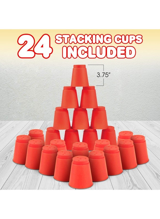 جامي لعبة تجميع الأكواب من جامي مع 18 تحديًا ومؤقت مياه، 24 كوبًا بلاستيكيًا، لعبة عائلية كلاسيكية، فكرة رائعة للأولاد والبنات، مليئة بالمرح - Image 2