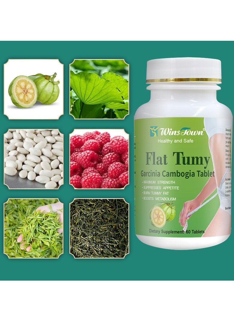 وينز تاون قرص جارسينيا المسطح ، قرص كامبوغيا ، أقراص زنوية رفيعة ، حبوب منع الحمل آمنة لانقاص الوزن ، أقراص رفيعة للوزن لحرق الدهون وتخسيس الجسم ، (60 قرصًا) - Image 3
