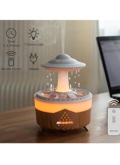 KASTWAVE مرطبات الهواء من Cloud Rain مع موزع للزيوت العطرية مع 7 أضواء ليلية ملونة ونافورة مكتبية لتهدئة الحالة المزاجية وصوت قطرات المطر وموزع قطرات المطر ومصباح صوت المطر (خشب، 350 مل)  - Image 3