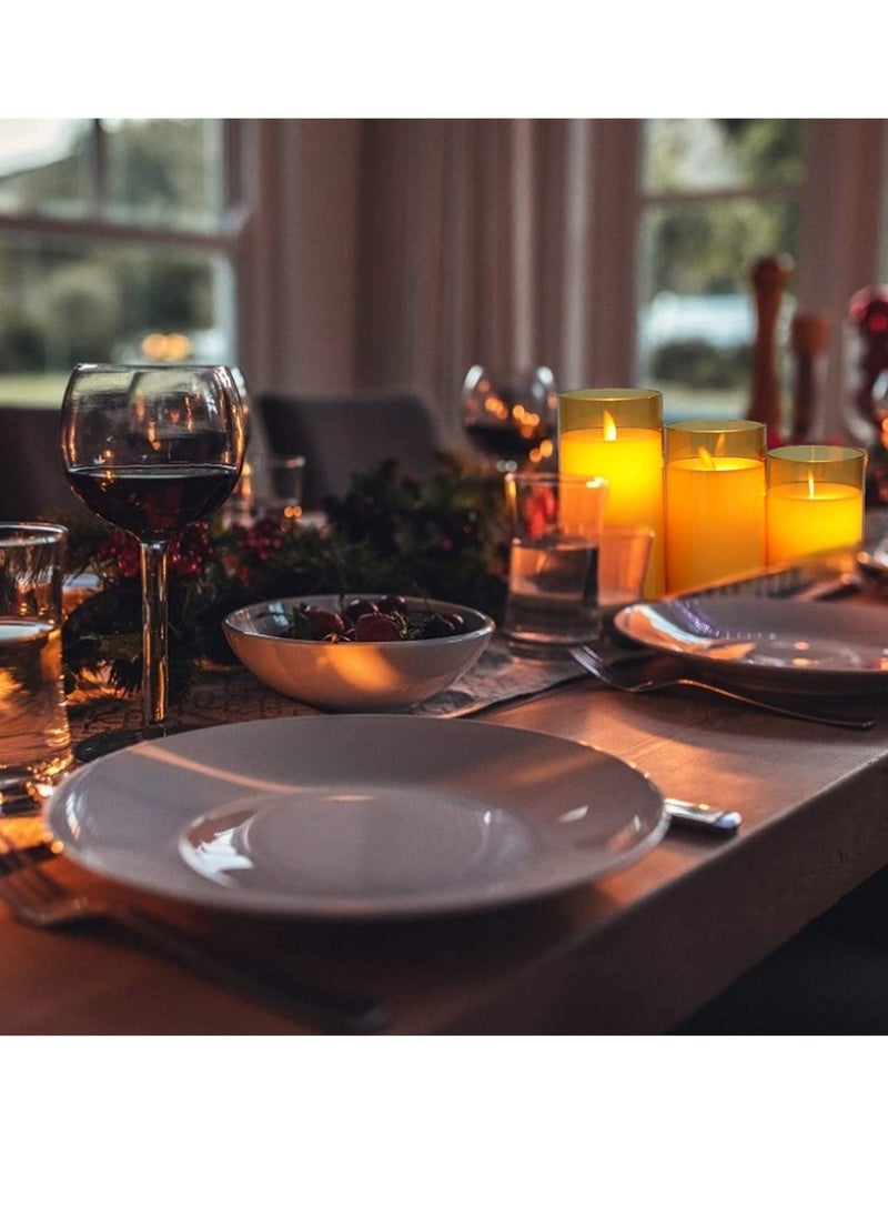بيوينتي - Led Flameless Candles, Battery Operated Real Pillar Wax Flickering Moving Wick Effect Glod  Glass Candle Set with Remote Control Cycling Timer - Image 1