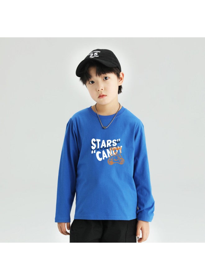 Badibadi Comfortable Cotton Base Layer】25 Years Spring And Autumn New Boys' T-shirt, Round Neck Long Sleeve With Print, Soft And Comfortable - Image 2
