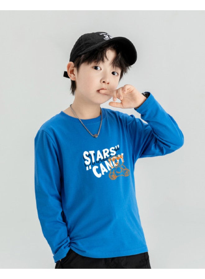 Badibadi Comfortable Cotton Base Layer】25 Years Spring And Autumn New Boys' T-shirt, Round Neck Long Sleeve With Print, Soft And Comfortable - Image 1