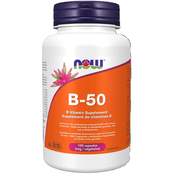 NOW Vitamin B-50 mg,100 Veg Capsules - Image 1