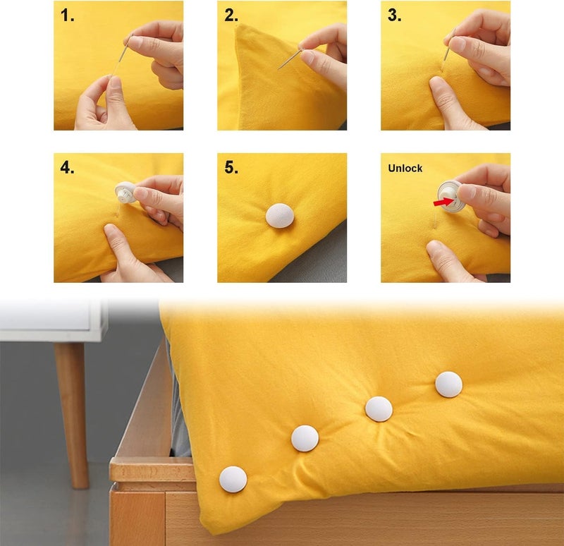 SPIRITUAL HOUSE Mushroom Shape Duvet Clips NonSlip Cover Fixator Comforter Quilt Holder with OneKey Unlock for Blanket Bed Sheet Curtain Socks Mattress Covers  - Image 5