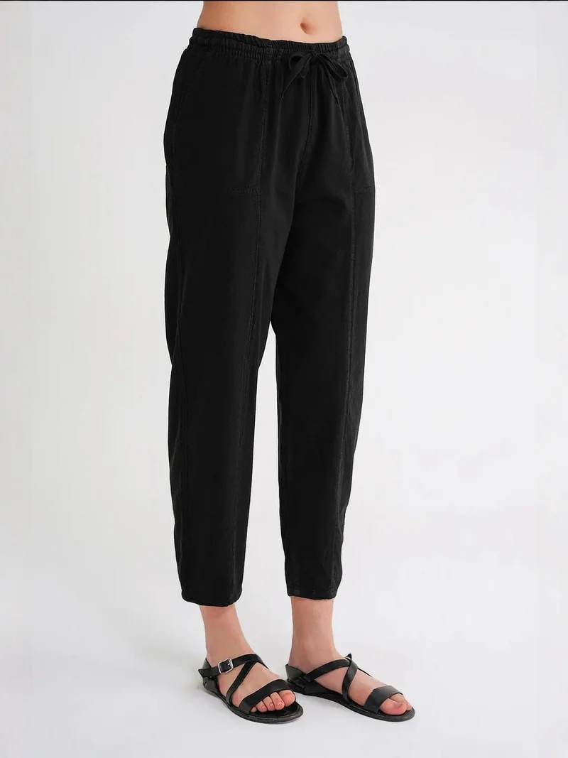 MixRay Black Mixray Cotton Jogger Pants with Drawstring Waist for Women | Best Price UAE