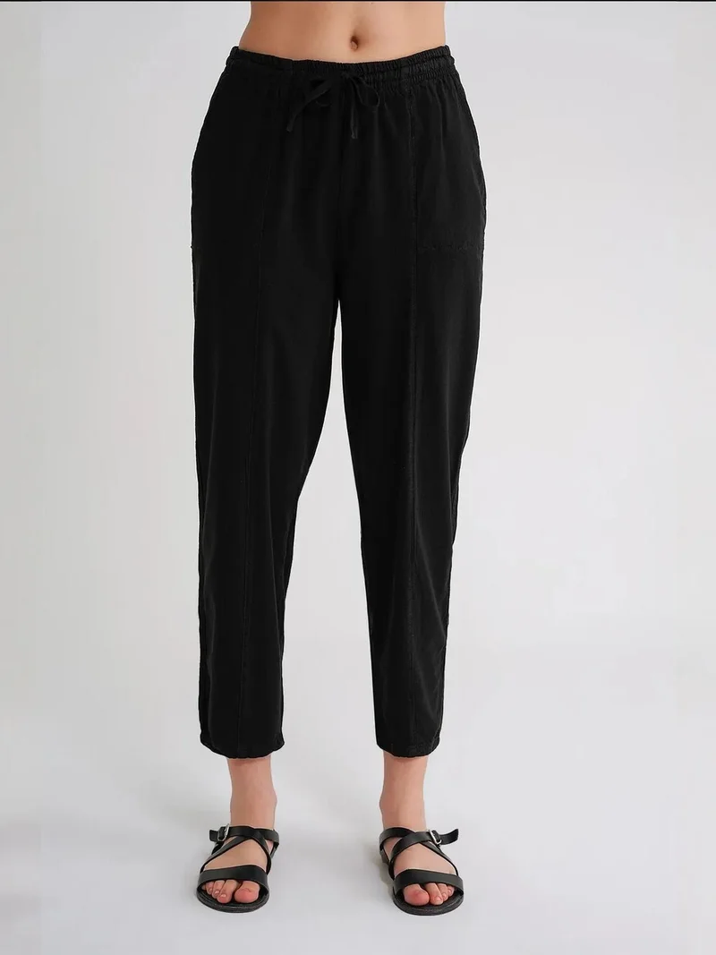 MixRay Black Mixray Cotton Jogger Pants with Drawstring Waist for Women | Best Price UAE