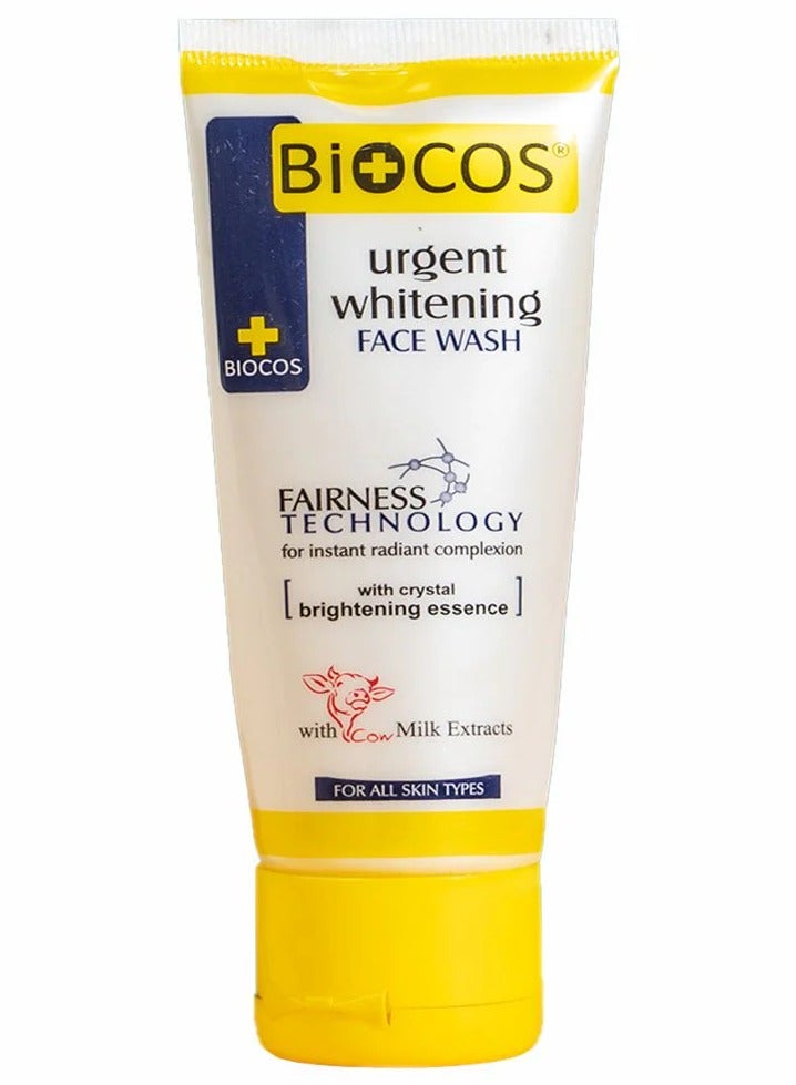 BIOCOS Urgent Whitening Face Wash With Milk Extracts & Vitamin E – Deep Cleansing & Hydrating Formula For Radiant, Glowing Skin | Removes Dirt & Oil, Moisturizes & Brightens - 70ml - Image 1