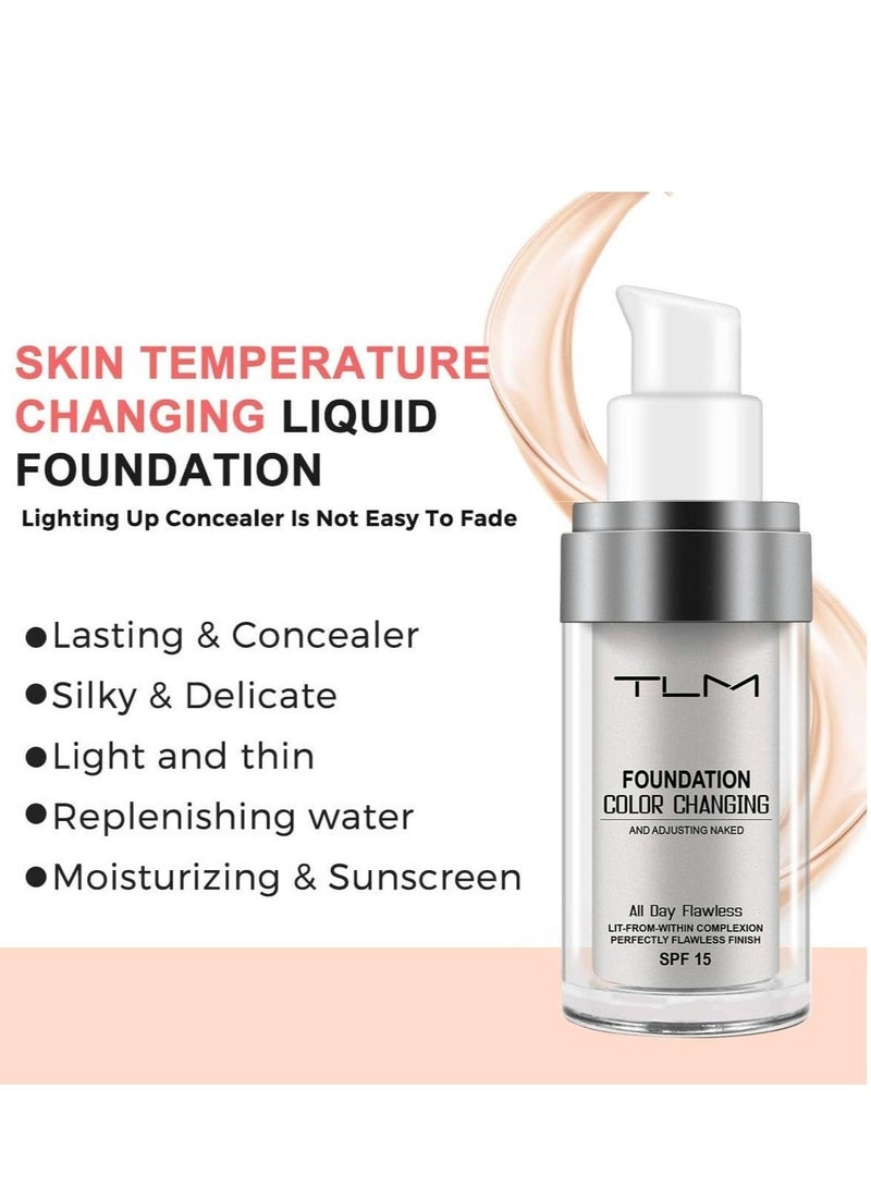 تي إل إم أساس ريڤي جلام TLM السائل الذكي - يتكيّف مع لون بشرتك، كريم BB بعامل حماية SPF15 لمحو التجاعيد مع ترطيب وتغطية كاملة لكل درجات البشرة (2 عبوة) - Image 4