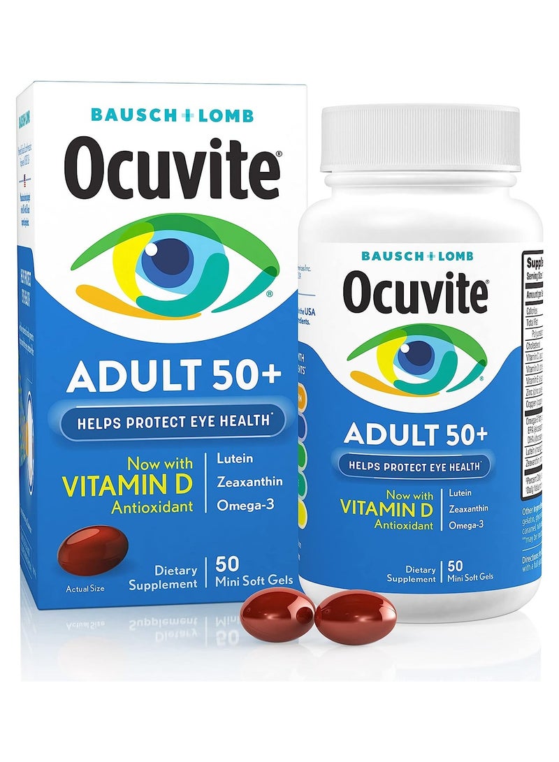 Ocuvite باوش آند لامب أوكيوفيت، مكمل فيتامينات ومعادن للعين، 50+ جيل طري - Image 1