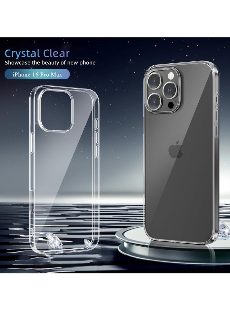 JAJEEK "Ultra-Thin Clear iPhone 16 Pro Max Case – Not Yellowing, Shockproof, with Camera Lens & Screen Protectors, Anti-Slip Grip" - Image 2