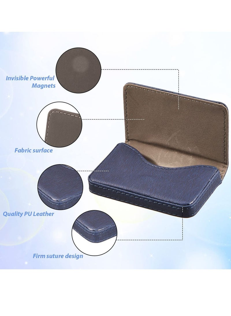 2 Pieces Business Card Holder, Business Card Wallet Leather Business Card Case Pocket Business Name Card Holder with Magnetic Shut, Credit Card ID Case wallet (Blue and Black) - Image 5