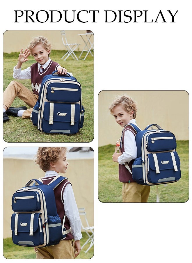 DUNISO - Kids School Backpack, Large Capacity Backpack for Boys, Lightweight Schoolbag for Teen Boys Bookbag with Compartments Reflective Strip, Watrer Resistant Bookbag for Elementary Primary School - Image 1