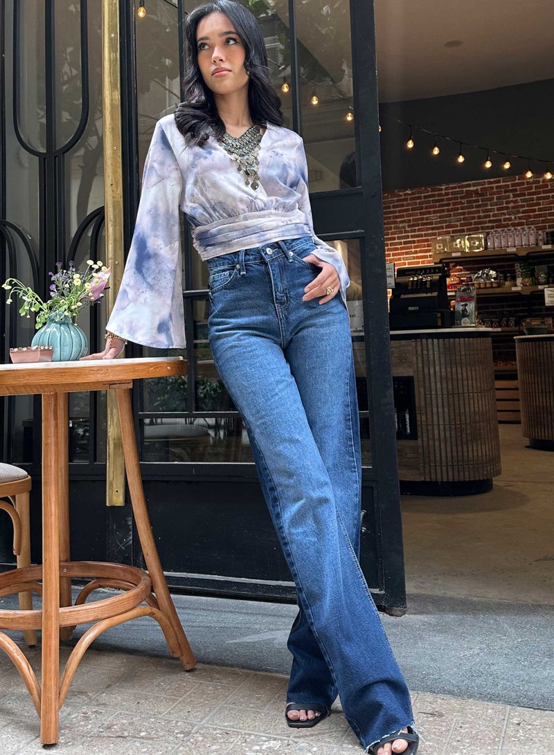 CIZARO Straight Jeans - Deep Navy Blue Washed Jeans. - Image 1