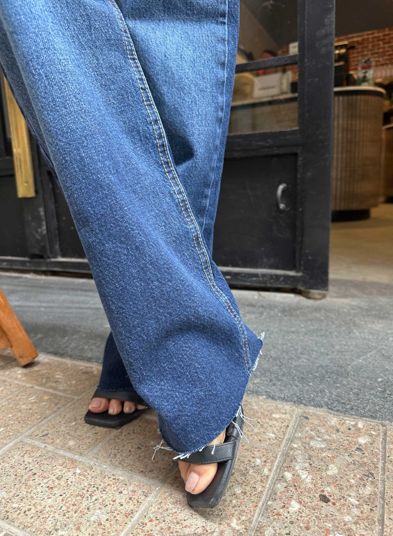 CIZARO Straight Jeans - Deep Navy Blue Washed Jeans. - Image 5