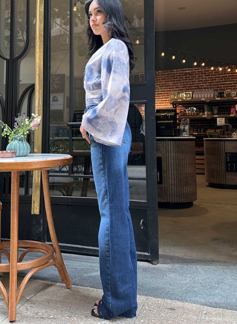 CIZARO Straight Jeans - Deep Navy Blue Washed Jeans. - Image 3