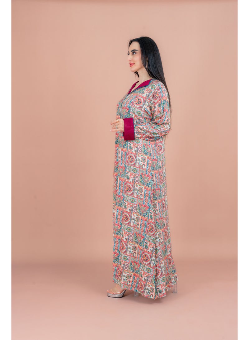 اكسا جلابية عصرية مطبوعة بنقشة - Image 3