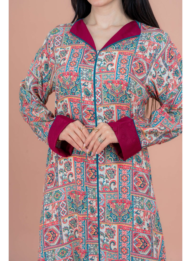 اكسا جلابية عصرية مطبوعة بنقشة - Image 4