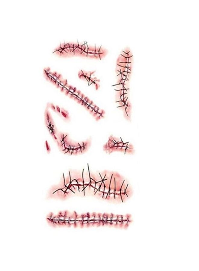 NIBEMINENT Halloween Scar Tattoo Sticker Brown - Image 1