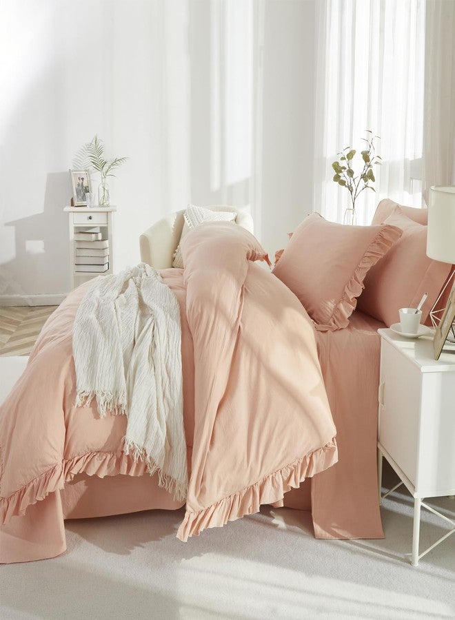 Brandream Full Size 4 Piece Bedding Sheet Set - Breathable & Cooling Bed Sheets - Luxury Bed Sheets for Kids, Teens, Women & Men - Deep Pockets 100% Cotton Linen Like Textured Durable Soft (Blush) - Image 3