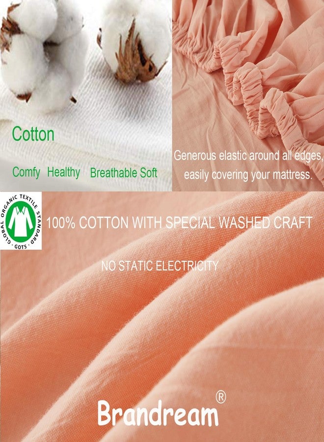 Brandream Full Size 4 Piece Bedding Sheet Set - Breathable & Cooling Bed Sheets - Luxury Bed Sheets for Kids, Teens, Women & Men - Deep Pockets 100% Cotton Linen Like Textured Durable Soft (Blush) - Image 5