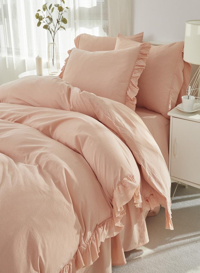 Brandream Full Size 4 Piece Bedding Sheet Set - Breathable & Cooling Bed Sheets - Luxury Bed Sheets for Kids, Teens, Women & Men - Deep Pockets 100% Cotton Linen Like Textured Durable Soft (Blush) - Image 4