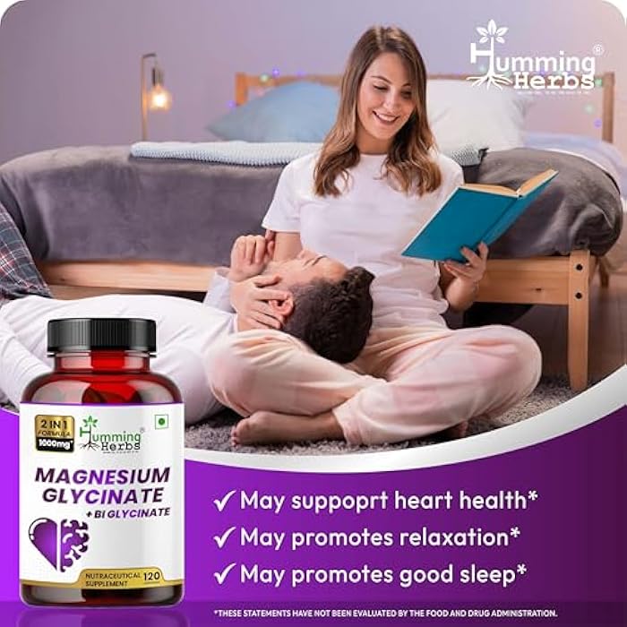 Humming Herbs Magnesium Glycinate & Bisglycinate – 200 mg Elemental per Serving, 120 Veg Capsules | Chelated, Non-GMO, Vegetarian - Image 3