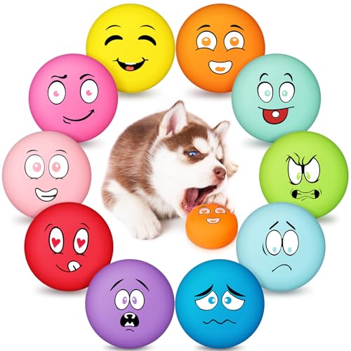 Hungdao 20 Pack Dog Squeaky Balls Soft Latex Squeaky Dog Toys Small Interactive Pet Chewing Toys for Puppy Training Interactive Fetch PlayFace - Image 1