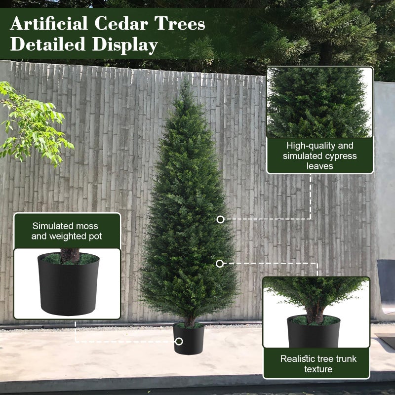 Chillchard Two 4ft Artificial Plants Topairy Faux Cedar Trees for Outdoor Planters, 48IN Tall Fake Pine Bushes UV Resistant Large Potted Shrubs for Front Porch DÃ©cor - Image 3