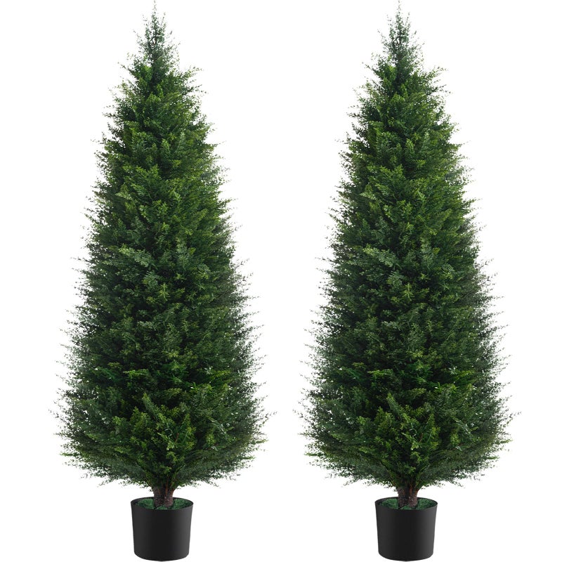 Chillchard Two 4ft Artificial Plants Topairy Faux Cedar Trees for Outdoor Planters, 48IN Tall Fake Pine Bushes UV Resistant Large Potted Shrubs for Front Porch DÃ©cor - Image 1