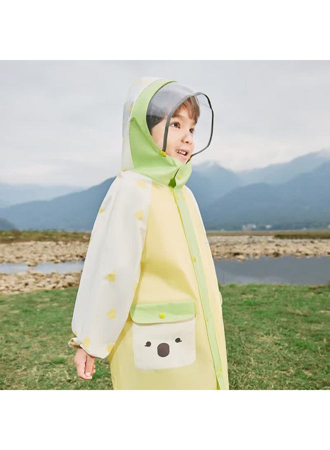 Lemonkid Kids Raincoat Uni School Rain Poncho With Backpack Cover Baby Waterproof Jacket Cheese Lemon Yellow XL - Image 3