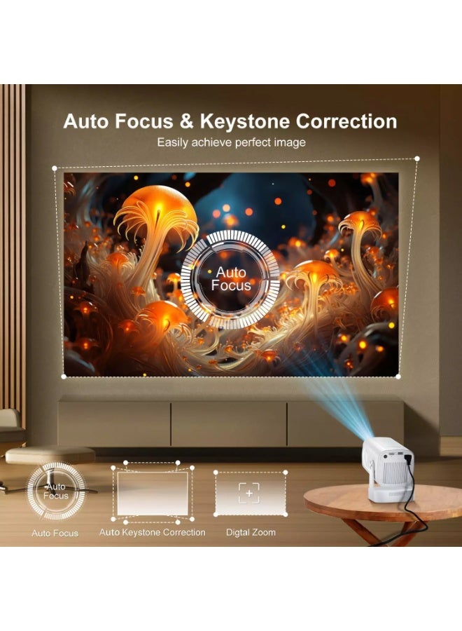 [ التركيز التلقائي / حجر الزاوية ] جهاز عرض ذكي مزود بشبكة واي فاي وبلوتوث 5.4، أجهزة عرض SALANGE الأصلية بدقة 1080 بكسل 4K، جهاز عرض قصير المدى مع تطبيقات مدمجة، أندرويد 11، جهاز عرض صغير محمول HY260pro - Image 5