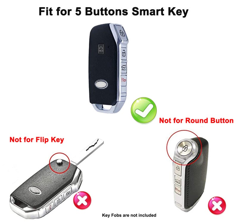 Muxkenper Key Fob Cover Case for Kia Ceed Cerato Forte NIRO Seltos Sorento Soul Sportage K5 5 Buttons Keyless Entry Remote Case Holder ABS Carbon Fiber Pattern (5 Buttons, Black) - Image 2