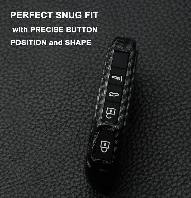 Muxkenper Key Fob Cover Case for Kia Ceed Cerato Forte NIRO Seltos Sorento Soul Sportage K5 5 Buttons Keyless Entry Remote Case Holder ABS Carbon Fiber Pattern (5 Buttons, Black) - Image 4