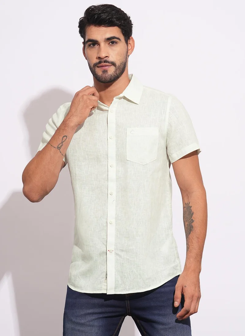 بيينغ هيومان Men Classic Slim Fit Opaque Casual Shirt