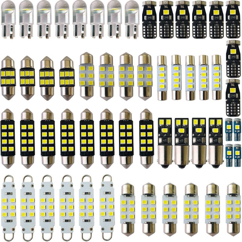 Yoper LED Bulbs Light Car Kit Set Ba9s T5 T10 28mm 31mm 36mm 42mm 44mm Festoon Replacement for Interior Dome Map Trunk Door Courtesy Vanity License plate White Package 57 Pieces