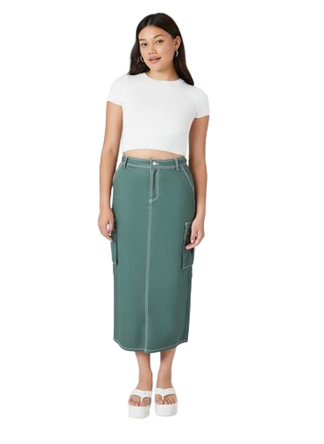FOREVER 21 Twill Cargo Midi Skirt  - Image 1
