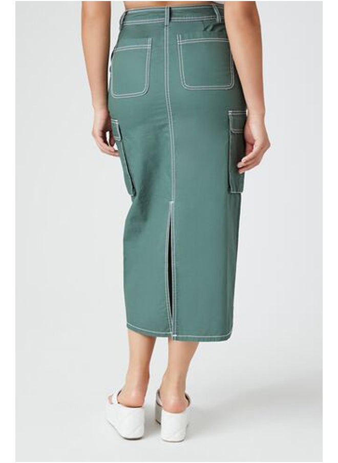 FOREVER 21 Twill Cargo Midi Skirt  - Image 4